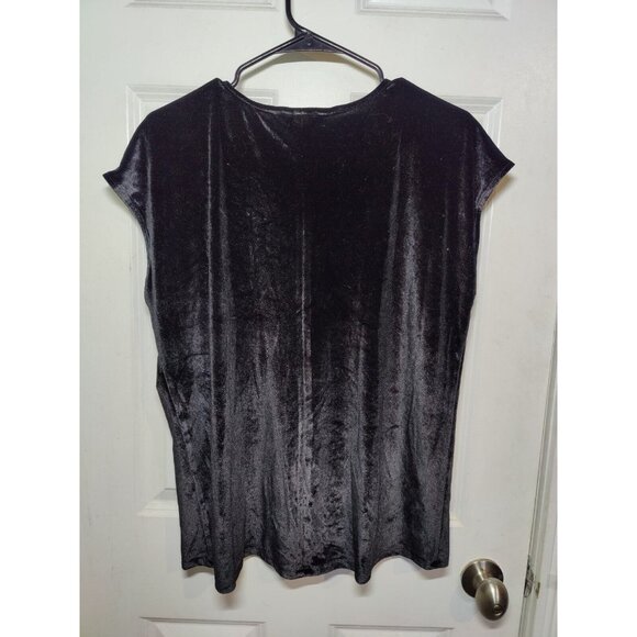 41 Hawthorne Velvet Black Cap-Sleeve V-Neck Stretch Pullover Top L NWT - Picture 4 of 5